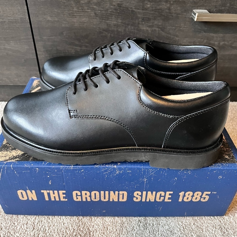 BNIB Men’s Bates Black Uniform Shoes Size 12 High Shine Oxford
